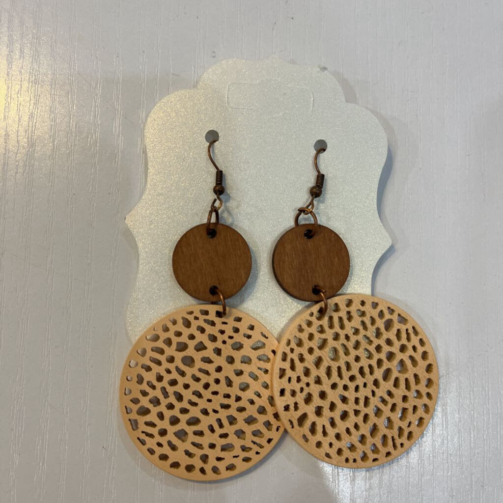 Boho Round Dangle Earring Tan
