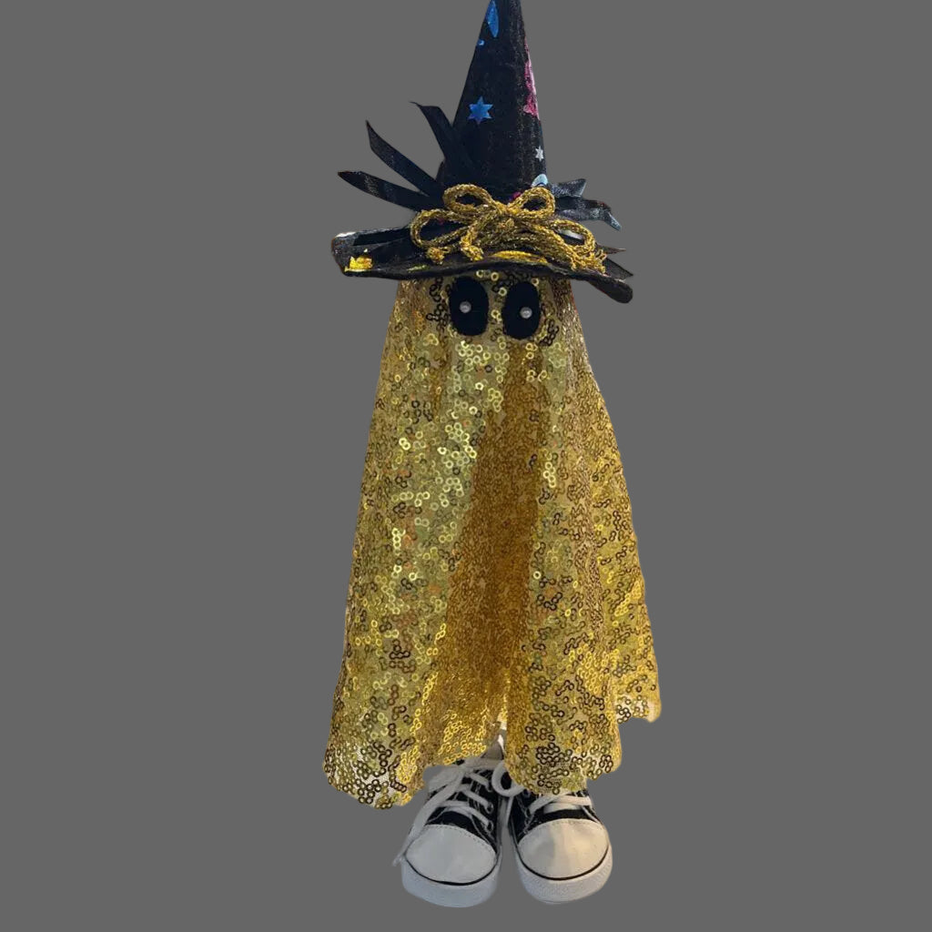 Witch Ghost Small Gold w/Witches hat