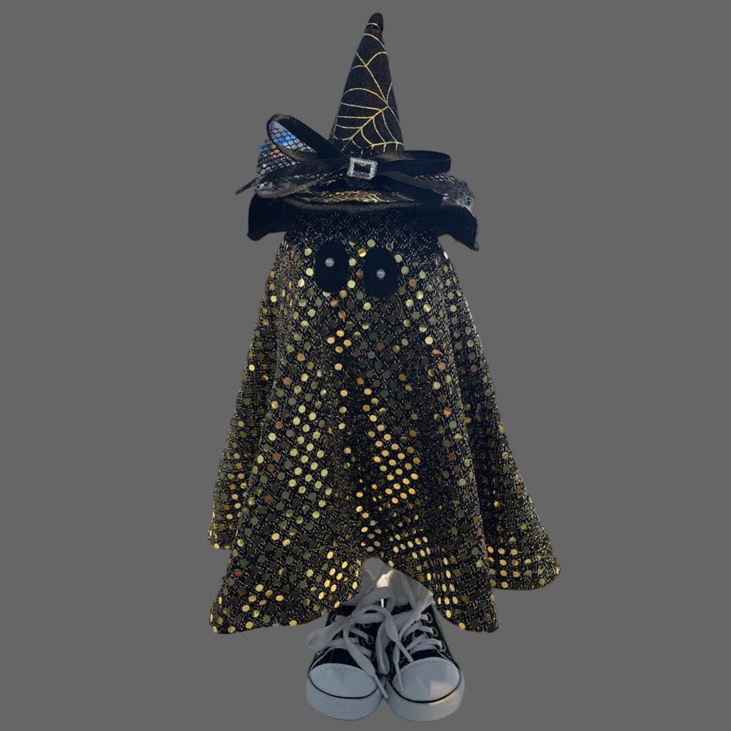 Witch Ghost Small Black/Gold w/Witches hat