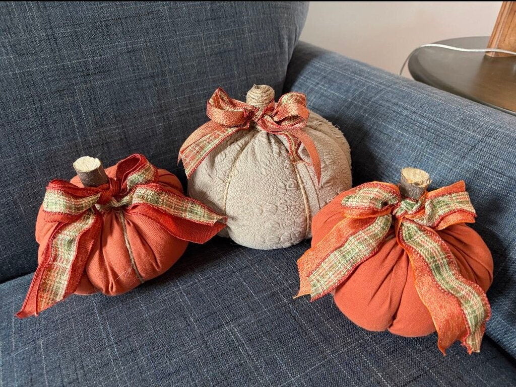 Small Fabric Rust Pumpkin