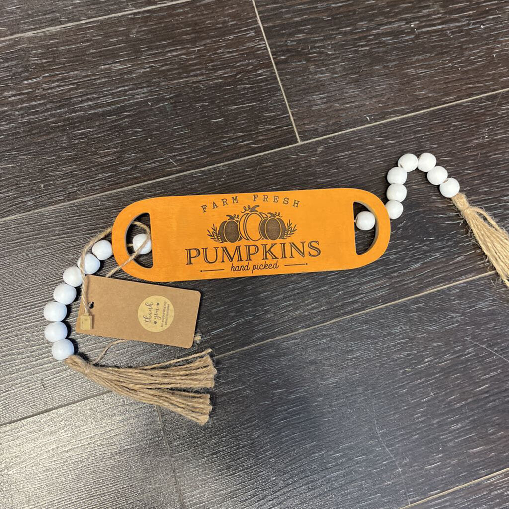 Farm Fresh Pumpkins wood bead sign