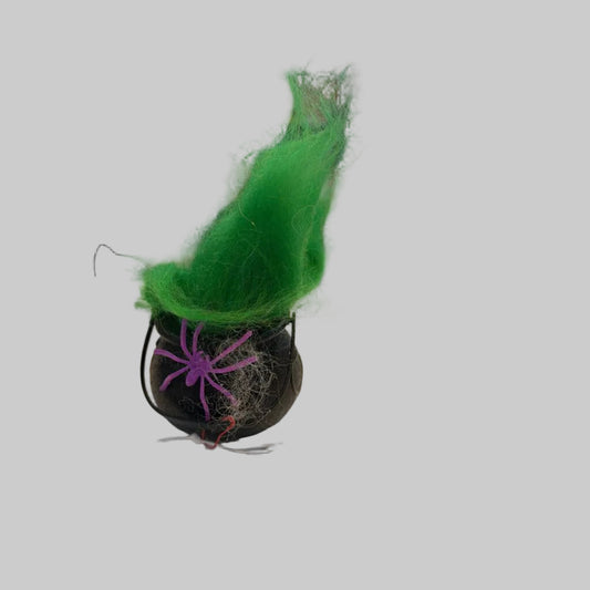 Felting Green Spirit in Cauldron