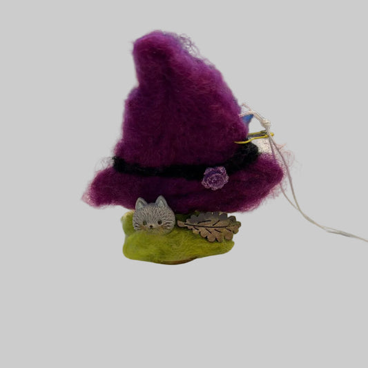 Felting Witch Hat Purple with Cat