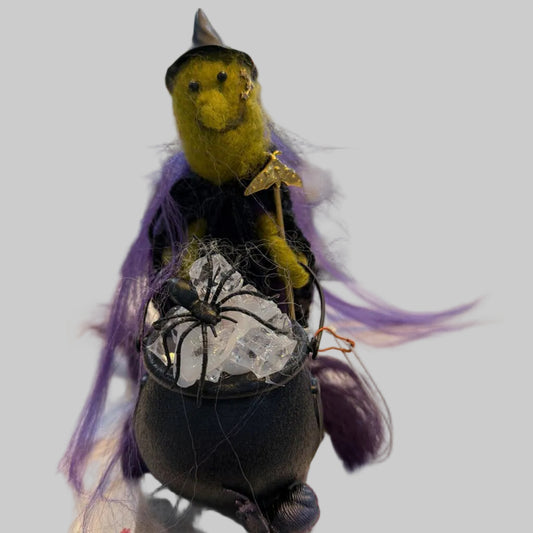 Felting Green Witch with Cauldron