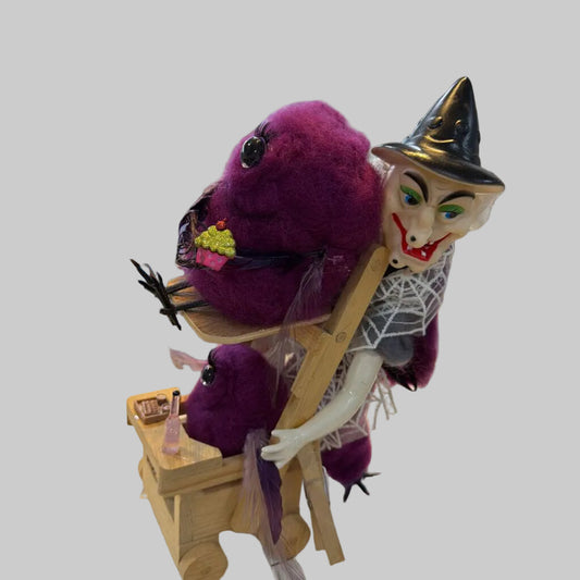 Felting Witch with 2 purple baby Monsters
