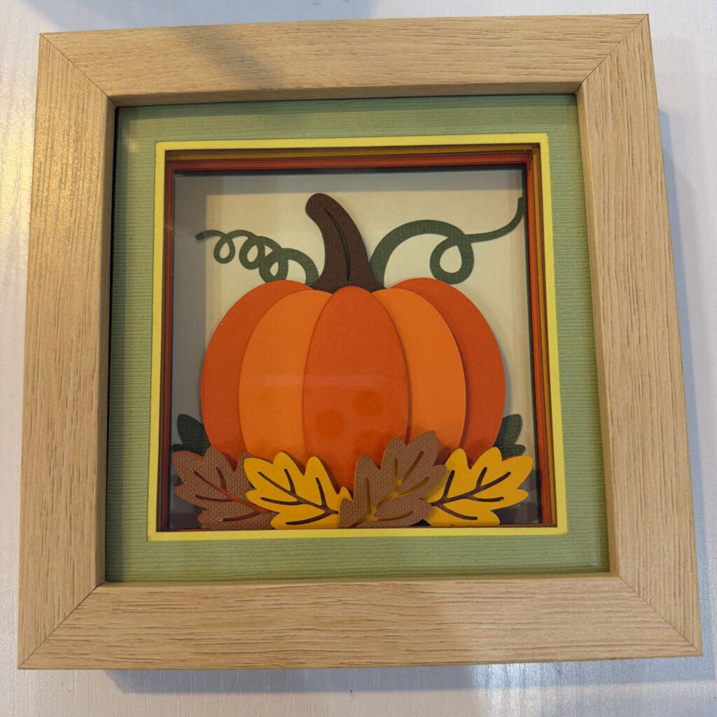 Pumpkin & Leaves Shadow Box