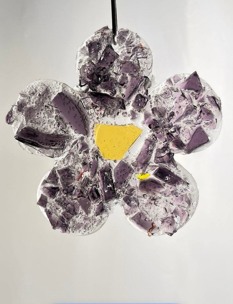 Flower M purple crystal Suncatcher