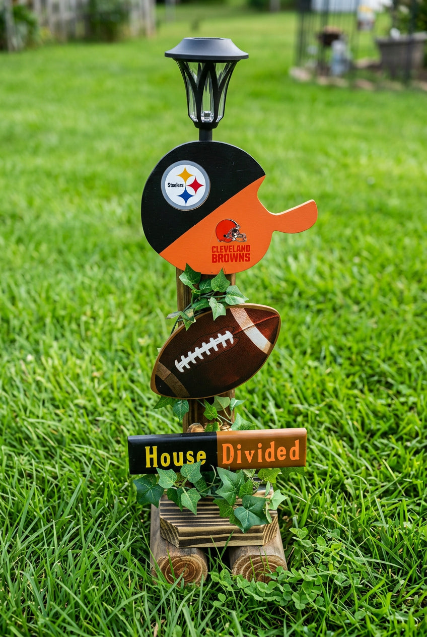 CUSTOM Steelers/Browns Football Solar Light