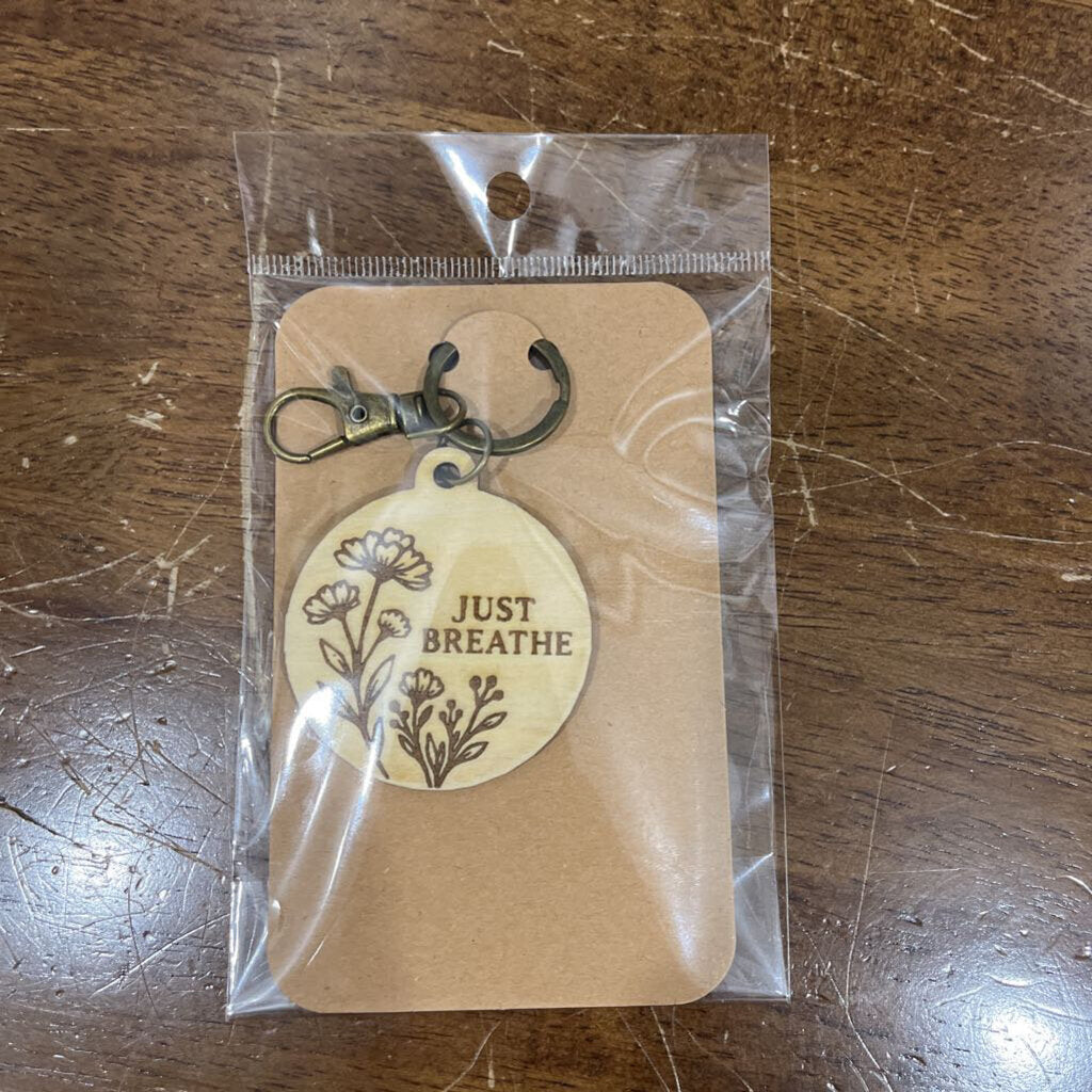 Just Breathe (wood keychain)