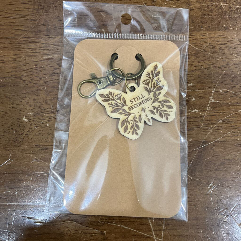 Still Becoming Butterfly (wood keychain)