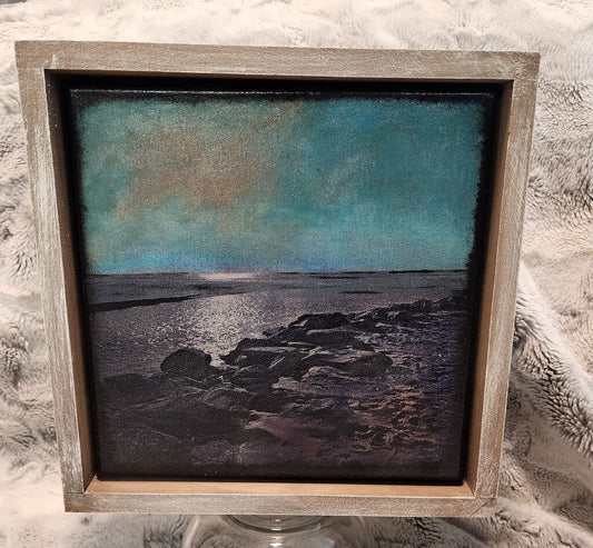 Framed Laser Etched Beach Canvas