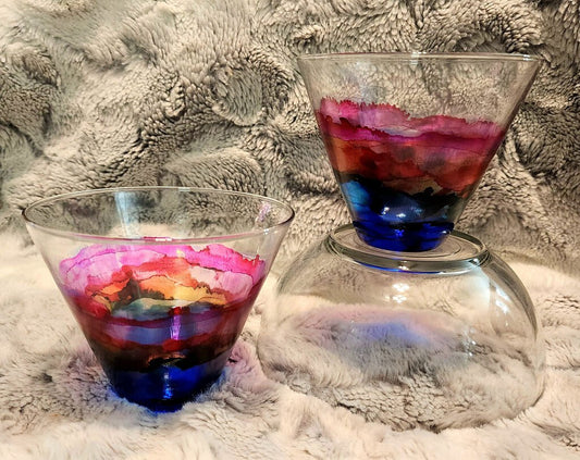 Rainbow Stemless Martini Glass