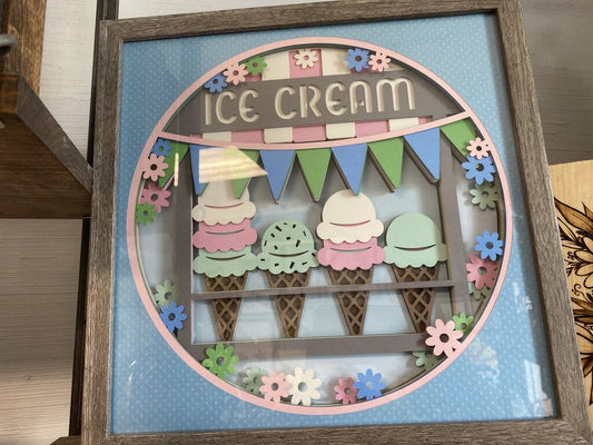 Ice Cream Shadowbox, Size: 12x12