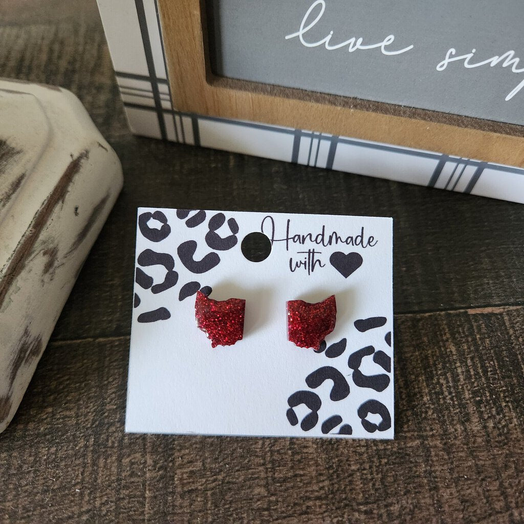 State of Ohio red stud earrings