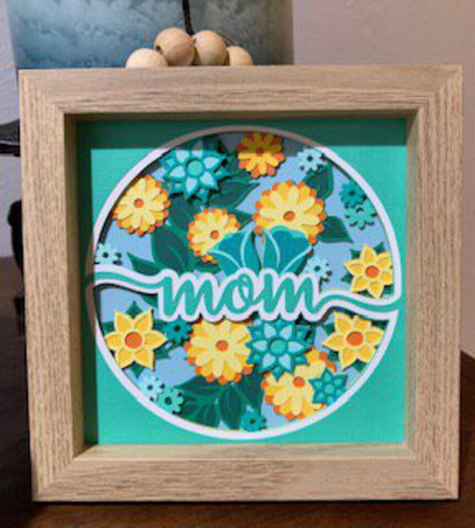 Wood Mom Teal Shadowbox