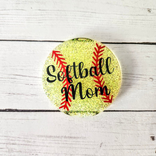 Softball Mom badge reel interchangeable