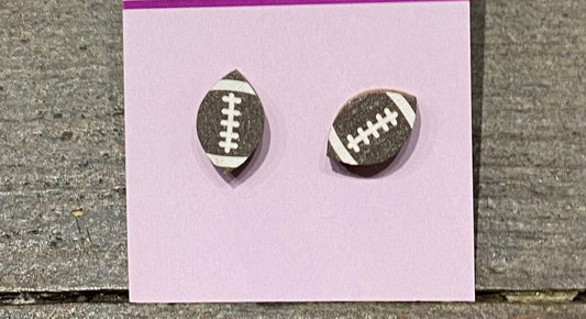 Wood Football Earring