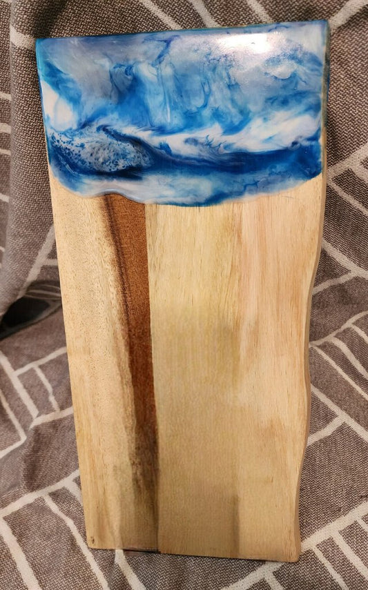 Blue Resin and Wood Charcuterie Board