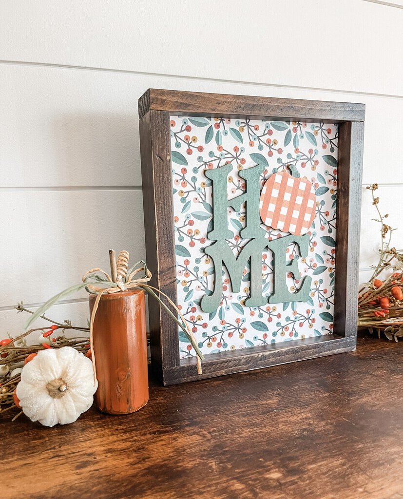 Chunky Frame HOME Sign with Pumpkin Decoupage