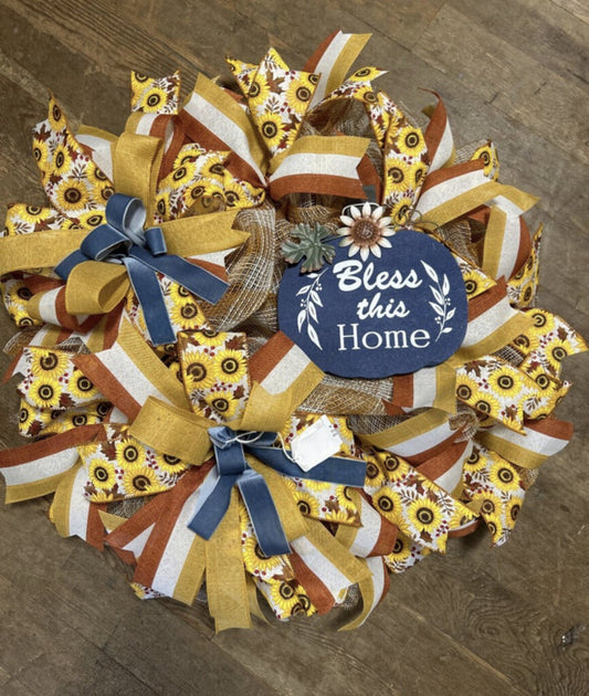 Bless this Home Sunflower Wreath