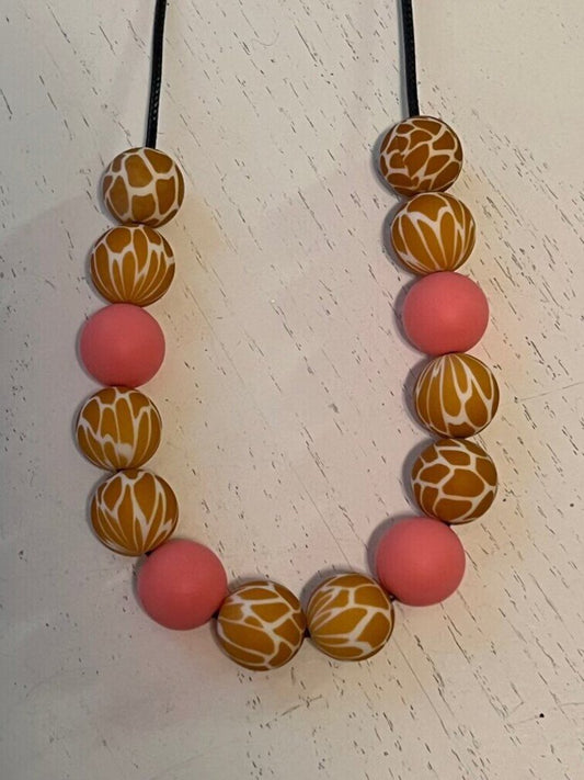 Teal & Pink Snakeskin Necklace