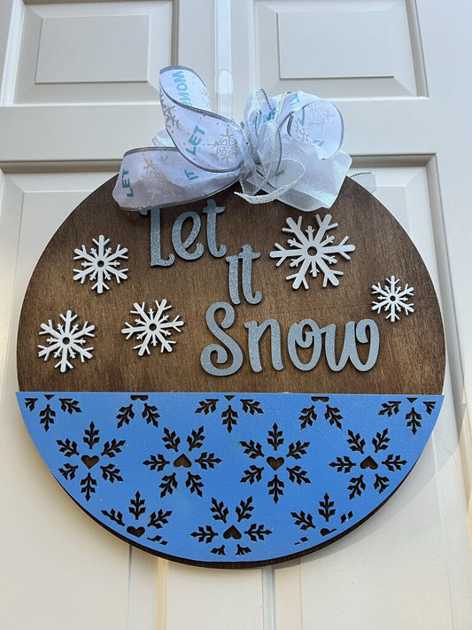 Let It Snow Blue Round