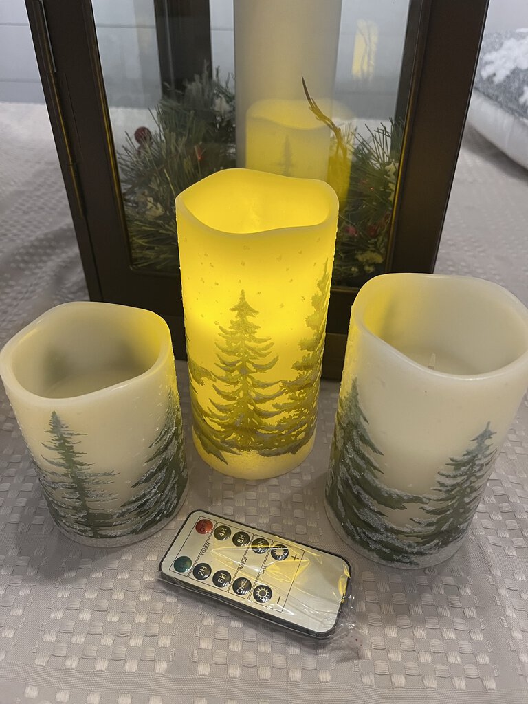 3pc Tree Candle Set w/Remote